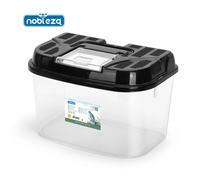 Nobleza Caja de Alimentación de Reptiles y Anfibios,Terrario de Plástico Transparente, Diseño de Ventilación y Prevención de Escape transparent-M:22.4*15.3*15.3cm