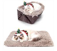 Nobleza Cama 2 en 1 para Gatos y Perros Pequeños, Cama-Manta Gruesa y Suave Esponjosa y Lavable, Base Antideslizante 60×50 cm, Color Marrón