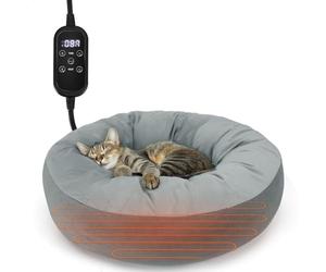 Nobleza Cama Eléctrica para Gatos y Perros 50x50 cm, Almohadilla Térmica Interior con Temporizador y Temperatura Ajustable para Mascotas Pequeños