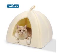 Nobleza - Cama para Gato Perro, Cama Gato Cueva Mediano Lavable con Cojín Extraíble, Casas para Gato Perros 38x38x33cm color maíz