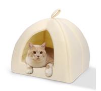 Nobleza Cama para Gato Perro, Cama Gato Cueva Mediano Lavable con Cojín Extraíble, Casas para Gato Perros 38x38x33cm,Beige