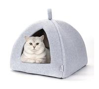 Nobleza Cama para Gato Perro, Cama Gato Cueva Mediano Lavable con Cojín Extraíble, Casas para Gato Perros 38x38x33cm, Gris
