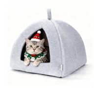 Nobleza Cama para Gato y Perro 2 en 1, Cueva Mediana Lavable con Cojín Extraíble, Casa de Mascotas 38x38x33cm, Gris