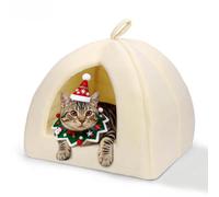 Nobleza Cama para Gato y Perro 2 en 1, Cueva Mediana Lavable con Cojín Extraíble, Casa para Mascotas de Interior 38x38x33 cm, Color Beige