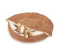 Nobleza Cama para Gatos con Manta, Cama Perros Pequeños, Cama Perro Redondo Cama Gato Esponjoso y Lavable Cama para Mascotas Antideslizante, Marrón, 65x58x16cm