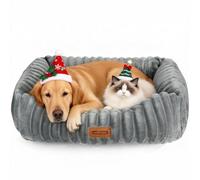 Nobleza Cama para Mascotas Medianas Lavable, Colchón con Relleno Suave de Esponja, Fondo Antideslizante y Funda Extraíble, Gris, 85x75x20 cm