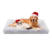 Nobleza Cama para Perro Mediano Anti-Ansiedad, Super Suave Lavable con Fondo Antideslizante, Felpa Gris, 122x74x10cm,