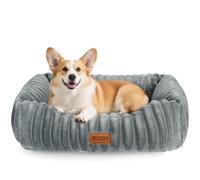 Nobleza Cama para Perro Mediano, Cama de Perro Lavable, 65x55x20cm para Perros con Suave Relleno de Esponja, Fondo Antideslizante, Funda Extraíble, Gris