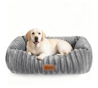 Nobleza - Cama para Perros con Funda Extraíble Lavable, Cama Nido de Franela Jacquard Suave y Relleno de Espuma de Alta Densidad, Base Antideslizante Oxford, L (75x65 cm) para Perros, Gris