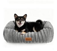 Nobleza - Cama para Perros con Funda Extraíble Lavable, Cama Nido de Franela Jacquard Suave y Relleno de Espuma de Alta Densidad, Base Antideslizante Oxford, M (65x55 cm) para Perros, Gris