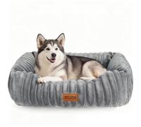 Nobleza - Cama para Perros con Funda Extraíble Lavable, Cama Nido de Franela Jacquard Suave y Relleno de Espuma de Alta Densidad, Base Antideslizante Oxford, XL (85x75 cm) para Perros, Gris