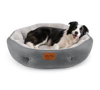 Nobleza Cama para Perros Grandes, Cama Lavable para Mascotas, Sofá Redonda de Perros y Gatos Antideslizantes y Antiestres, Felpa Suave y Mullida, Bordes Elevados, Gris, Ø80 x 18 cm