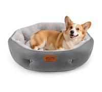 Nobleza Cama para Perros Medianos, Cama Lavable para Mascotas, Sofá Redonda de Perros y Gatos Antideslizantes y Antiestres, Felpa Suave y Mullida, Bordes Elevados, Gris, Ø70 x 18 cm