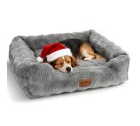 Nobleza Cama para Perros Pequeños y Gatos, Felpa de Burbujas Ultrasuave, Acolchado Reforzado, Funda Desenfundable y Lavable, Base Antideslizante, 55×45×20 cm, Gris
