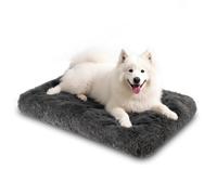 Nobleza Cama Perro, Cama para Perros Grandes, 107x73x10cm, Peluche Largo Ultra Suave, Lavable, Soporte Firme, Base Antideslizante, Gris Oscuro