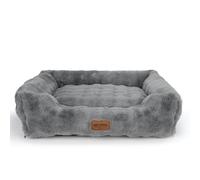 Nobleza Cama Perro Grande de Felpa Suave, Acolchado Reforzado, Cálida para Invierno, Cama para Perros con Fondo Antideslizante, Desmontable y Lavable, 85x75x20cm, Gris