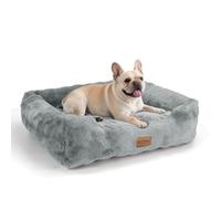 Nobleza Cama Perro Mediano, Cama para Perros Peludo y Mullido, Felpa de Burbujas Ultra Suave, Acolchado Reforzado, Funda Desenfundable Fácil Limpieza, Base Antideslizante, 65x55x20cm, Gris