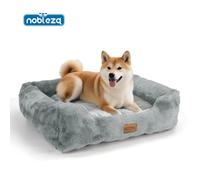 Nobleza Cama Perros Pequeños, Cama Gatos Peludo y Mullido, Felpa de Burbujas Ultra Suave, Acolchado Reforzado, Funda Desenfundable Fácil Limpieza, Base Antideslizante, 55x45x20cm, Gris Grey-XL:85x75x2