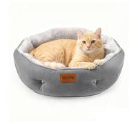 Nobleza - Cama Redonda Anti-Estrés para Perros y Gatos, Cama Nido Lavable a Máquina con Borde Alto y Base Antideslizante, Alivio de Ansiedad, para Mascotas Pequeñas y Medianas, Gris, M (ø60 cm)