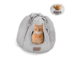 Nobleza Cama Tienda para Gatos 2 en 1, Convertible Cerrada o Abierta, Cueva Mediana Lavable, Casa para Mascotas Interior