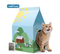 Nobleza Casa de Cartón para Gatos con Catnip, Rascador para Gatos Carton Grande, 30x30x52 cm