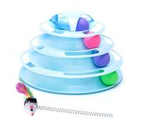 Nobleza Cat Toys Play Base with Balls, Juguete para Gatos, Juguetes Interactivo con Diseño de Torre con 4 Pelotas de 3 Niveles, Torre Interactiva Gato(24,5 x 16,5cm)