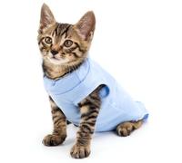 Nobleza - Chaleco de recuperación para Perros y Gatos, Traje de Recuperación Después de la Cirugía, Protector de heridas Abdominales, Recuperación Transpirable, para Gato y Perros pequeños (Blue, S)