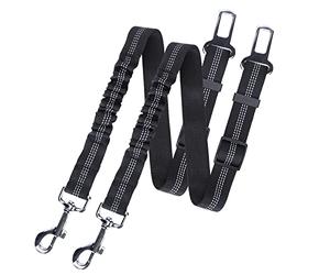 Nobleza - Cinturón de Seguridad de Coche para Perros, Arnés de Coche para Perros con Elástico y Fuerte Mosquetón, Universal Ajustable Nylon Cinturón Perro Coche, 2pcs/Pack, 50-70cm, Negro