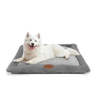 Nobleza Colchoneta para Cama para Perro Grande， Colchón Lavable Antideslizantes para Mascotas， Cojines de Sofá Cómodos para Perros y Gatos， con Felpa Corta Ultra Suave y Gruesa， Gris， 95 x 75 x 9 cm