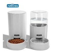 Nobleza Comedero Automático y Bebedero Gatos Perros, Dispensador Comida Gatos y Perros 3.8 L, para Perros y Gatos pequeños y medianos, Pack 2 Unidades Light grey