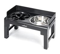 Nobleza Comedero Perro Elevado con Borde Antiderrame, 6 Alturas Ajustables y Reclinable, 1 x 1000ml Cuenco Acero Inoxidable, 1 x 600ml Comedero Perro Antivoracidad, para Perros y Gatos, Negro