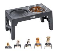 Nobleza Comedero Perro Elevado de 5 Alturas Ajustables, 1 x 800ml Comedero Bebedero Antigoteo, 1 x 1100ml Comedero Bebedero de Acero y 1 x 800ml