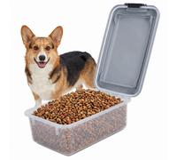 Nobleza Contenedor de Comida para Mascotas 10L, Cubo Hermético para Pienso con Ruedas y Tapa Abatible, Tanque Transparente de Almacenamiento con Pala,