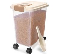 Nobleza Contenedor de Pienso para Mascotas 20L, con Ruedas, Tapa Abatible, Cuchara y Marcador de Fecha, Caja Hermética Transparente para Perros y