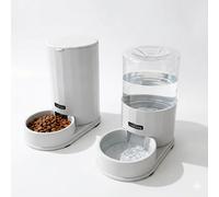 Nobleza Dispensador Automático para Perros y Gatos, Comedero y Bebedero por Gravedad, Sin Electricidad, Depósito Transparente, Blanco