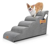 Nobleza Escalera para Perros, Escaleras Rampa para Perros Mascotas de Espuma de 5 Escalones con Rodillo para Pelusa, Escalera para Cama de Perros Pequeños Perros y Gatos Subir a la Cama