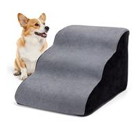 Nobleza Escalera para Perros Pequeños, Escaleras para Mascotas de Espuma para Cama y sofá, Rampa para Perro con Funda Lavable y Fondo Antideslizante, Ligera, 35x56x40cm, 3 Peldaños, Gris