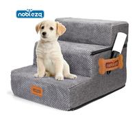 Nobleza Escalera para Perros, Rampa para Perros, Escalera para Cama de Perros Pequeños para Perros y Gatos, Escaleras para Perros Mascotas de 3 Escalones con Rodillo Quitapelusas Grey-De 4 pisos