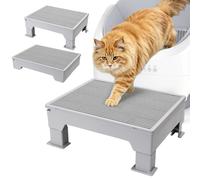 Nobleza Escalón para Arenero de Gatos con Alfombrilla Atrapa Arena - Plataforma Antideslizante de Doble Capa, Rampa Elevada con Altura Ajustable (9 y