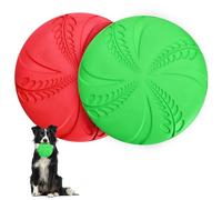 Nobleza Frisbee para Perros - 2 Unidades de Disco Volador Interactivo para Ejercitar Deportes al Aire Libre, Rojo & Verde