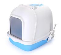 Nobleza - Inodoro para Gatos con Abertura Frontal y Pala, Caja de Arena Cubierta Desmontable, Arenero Grande, Azul 54 * 41 * 45 CM