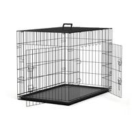 Nobleza - Jaula Metálica para Perros, 76 x 45 x 51,5 cm Jaula para Mascotas con 2 Puertas, Bandeja Base de Plástico Resistente a la Masticación y Asa de Transport - Negro