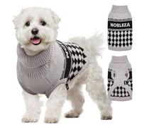 Nobleza - Jersey Perro Pequeño, Jersey Elástico para Perros con Cuello Alto, Suéter Tipo Jersey para Perros Pequeños, Ropa de Abrigo de Ganchillo de Punto para Perros Pequeños Medianos (Gris, M)