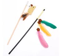 Nobleza-Juego de Juguetes para Gatos de 2 Piezas,Palo de Burla para Gatos,Juguete Pluma de Gato,Juguete Pluma de Gato Interactivo