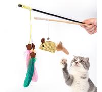 Nobleza-Juego de Juguetes para Gatos de 2 Piezas,Palo de Burla para Gatos,Juguete Pluma de Gato,Juguete Pluma de Gato Interactivo
