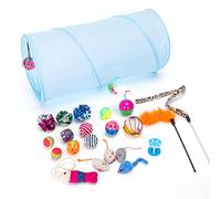 Nobleza - Juguetes Gatos Pack,Que Incluyen Túnel para Gatos, Ratones y Varias Pelotas, Campanas, Resortes, Hierba Gatera,24PCS