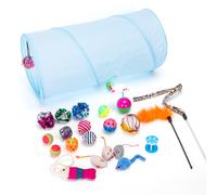 Nobleza - Juguetes Gatos Pack,que Incluyen Túnel para Gatos, Ratones y Varias Pelotas para Gatos, Campanas, Resortes, Hierba Gatera,24PCS