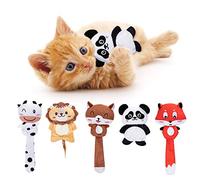 Nobleza Juguetes para Gatos con Catnip, 5 Piezas de Peluche Formas de Animales, Mordedor con Papel Crujiente, Juguete Interactivo para Gatos de Interior, Ideal para la Salud Dental