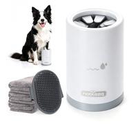 Nobleza Limpiador de Patas para Perros S, Kit de Limpieza 5 en 1 con Lavadora de Silicona Portátil, Cepillo de Baño y 3 Toallas, Limpia Barro y