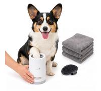 Nobleza Limpiador de Patas para Perros S, Kit de Limpieza 5 en 1 con Lavadora de Silicona Portátil, Cepillo de Baño y 3 Toallas, Limpia Barro y